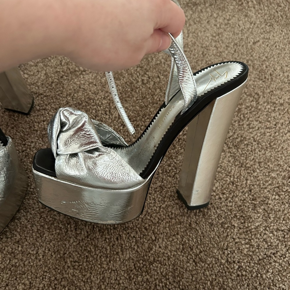 Giuseppe Zanotti Metallic Silver Platform Heels
